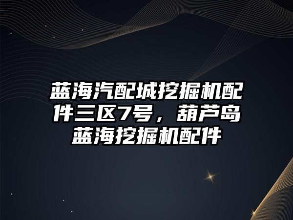 藍海汽配城挖掘機配件三區7號，葫蘆島藍海挖掘機配件