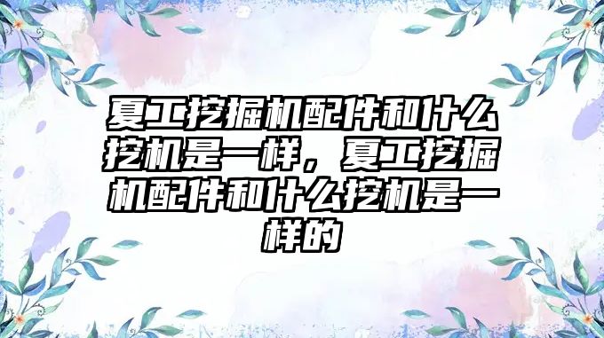 夏工挖掘機配件和什么挖機是一樣，夏工挖掘機配件和什么挖機是一樣的