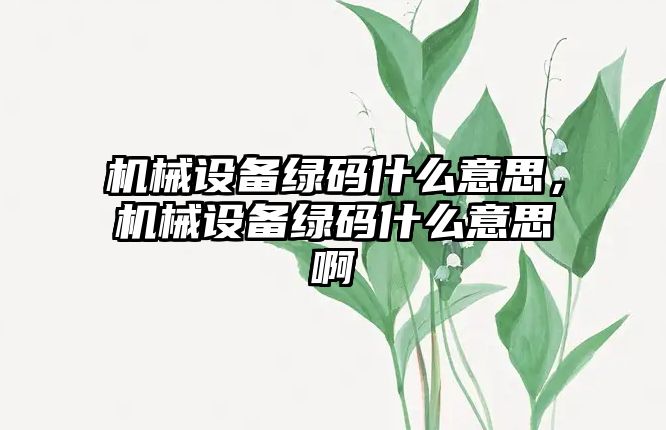 機械設備綠碼什么意思，機械設備綠碼什么意思啊