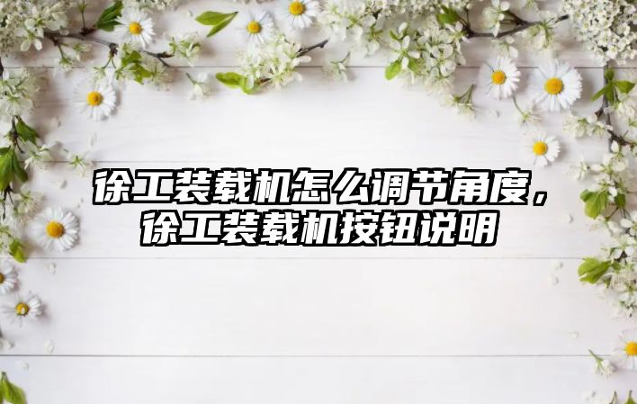 徐工裝載機怎么調節角度，徐工裝載機按鈕說明