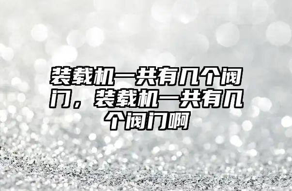 裝載機一共有幾個閥門，裝載機一共有幾個閥門啊