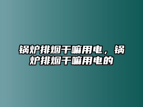 鍋爐排煙干嘛用電，鍋爐排煙干嘛用電的