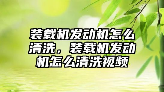 裝載機發動機怎么清洗，裝載機發動機怎么清洗視頻