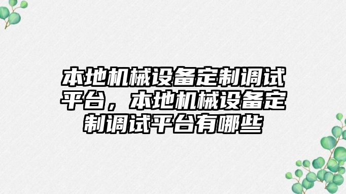 本地機械設備定制調(diào)試平臺，本地機械設備定制調(diào)試平臺有哪些