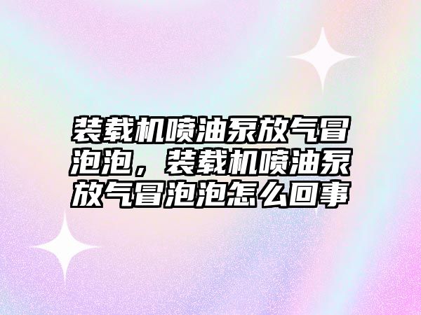 裝載機噴油泵放氣冒泡泡，裝載機噴油泵放氣冒泡泡怎么回事